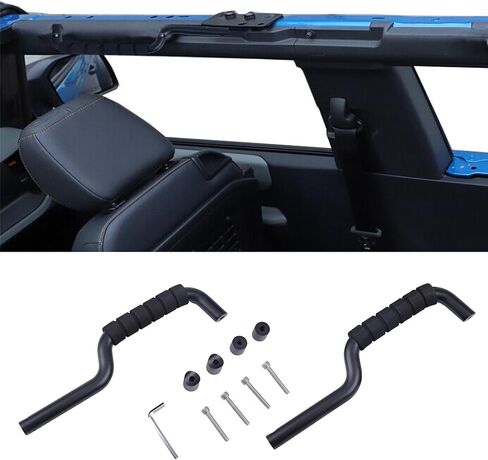 4PCS Front and Rear Roll Bar Grab Handles Compatible with Ford Bronco 2 and 4 Door 2021 2022 Black in Saudi Arabia
