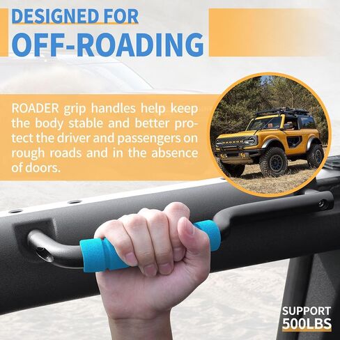 Bronco Front & Rear Roll Bar Grab Handles Compatible with 2023 2024 New Ford Bronco 2021 2022 4 Door, Aluminum Alloy Grip Handles Bronco Interior Accessories, 4 Pack(Not Fit Bronco Sport) in Saudi Arabia