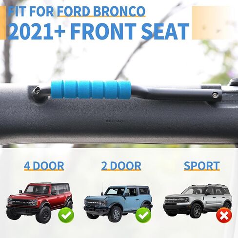 Bronco Front & Rear Roll Bar Grab Handles Compatible with 2023 2024 New Ford Bronco 2021 2022 4 Door, Aluminum Alloy Grip Handles Bronco Interior Accessories, 4 Pack(Not Fit Bronco Sport) in Saudi Arabia