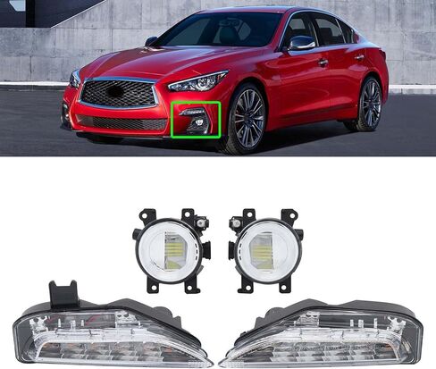KaiWell LED Fog Lights and Daytime Running Lights Fit for Infiniti Q50 Sport 2014 2015 2016 2017 2018 2019 2020 DRL Turn Signal Lamps Left and Right Side in Saudi Arabia