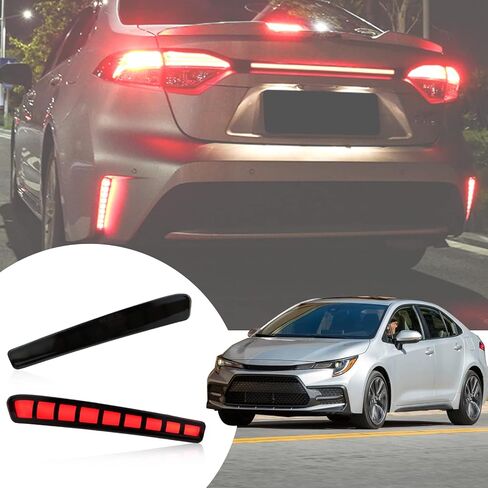 BINQIGOO Full LED Rear Reflector Fog DRL Kit for Toyota Corolla 2021-2023 L LE XLE, Function as Dynamic Sequential Turn Signal Lights，Daytime Running Light Kit (REAR REFLECTOR RED) in Saudi Arabia