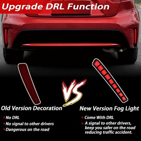 BINQIGOO Full LED Rear Reflector Fog DRL Kit for Toyota Corolla 2021-2023 L LE XLE, Function as Dynamic Sequential Turn Signal Lights，Daytime Running Light Kit (REAR REFLECTOR RED) in Saudi Arabia