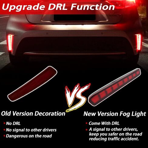 BINQIGOO Full LED Rear Reflector Fog DRL Kit for Toyota Corolla 2021-2023 L LE XLE, Function as Dynamic Sequential Turn Signal Lights，Daytime Running Light Kit (REAR REFLECTOR RED) in Saudi Arabia