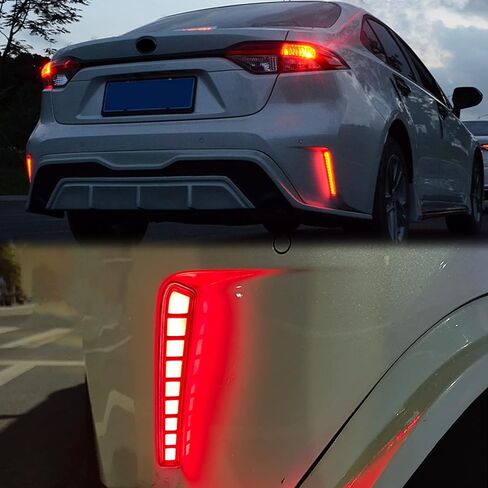 BINQIGOO Full LED Rear Reflector Fog DRL Kit for Toyota Corolla 2021-2023 L LE XLE, Function as Dynamic Sequential Turn Signal Lights，Daytime Running Light Kit (REAR REFLECTOR RED) in Saudi Arabia