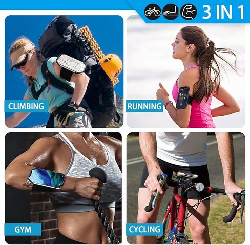 Running Phone Holder, 3 in 1 Cell Phone Holder Armband and Wristband Bike Phone Mount 360° Rotatable Running Armband for Running Hiking Biking Compatible with iPhone, 4.5''~7'' Smartphones - Black in Kuwait