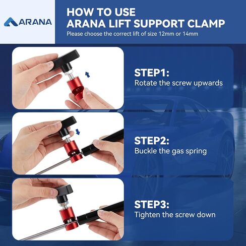 ARANA Car Hood Prop Rod, Struts Holder Hood Prop Tool, Hood Stay Stopper Lift Support Clamp Pack of 2, Black in Saudi Arabia