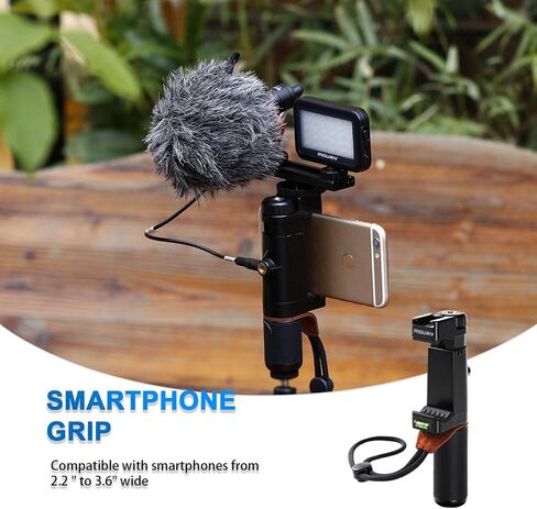 Smartphone Video Rig, Cell Phone Video Recording Kit Vlogging Stabilizer Equipment with Cardioid Microphone,Selfie LED Light, Solid Aluminum Cold Shoe Extension Bar Compatible with iPhone Smartphones in Saudi Arabia
