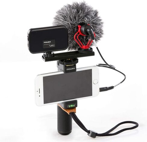 Smartphone Video Rig, Cell Phone Video Recording Kit Vlogging Stabilizer Equipment with Cardioid Microphone,Selfie LED Light, Solid Aluminum Cold Shoe Extension Bar Compatible with iPhone Smartphones in Saudi Arabia