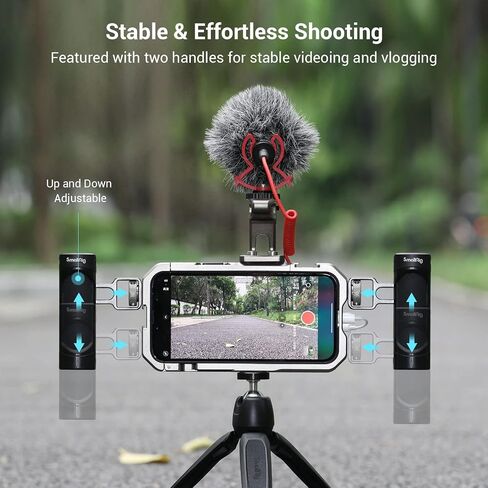 SmallRig Video Rig Kit for iPhone 13 Pro Max with Dual Handles, Aluminum Mobile Phone Stabilizer Kit with Dual Cold Shoe, Smartphone Video Rig Set for Filmmaking/Videography/Live Streaming-3604 in Saudi Arabia