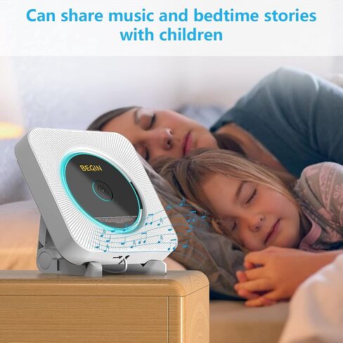 AONCO Portable CD Player,Bluetooth Wall-Mounted CD Music Player Home Audio Speaker,with Remote Control FM Radio Built-in HiFi Speaker,MP3 Headphone Jack Aux Out,White in Saudi Arabia