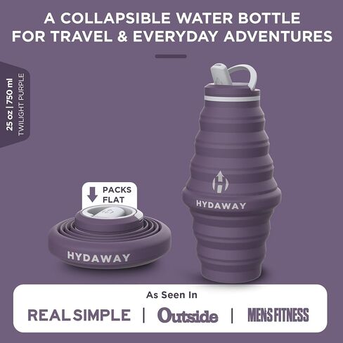 HYDAWAY Collapsible Water Bottle - 25oz I Reusable Water Bottle with Flip Top Lid for Travel, Hiking, Backpacking I Portable & Leakproof, Food-Grade Silicone, BPA Free, Collapses to 1.5" in Saudi Arabia