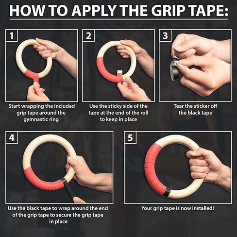 Synergee Wood Olympic Gymnastics Rings 1.25" and 1" Grip with Adjustable Straps & Grip Tape for Pull Ups Dips and Muscle Ups in Saudi Arabia