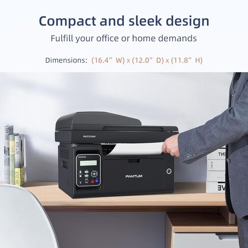 Pantum M6552NW الكل في واحد طابعة ليزر ماسح ضوئي ناسخة لاسلكية أحادية اللون بالأبيض والأسود للمكتب المنزلي - طباعة مسح ضوئي، سرعة تصل إلى 23 صفحة في الدقيقة، 50 ورقة ADF، سعة 150 ورقة كبيرة in Kuwait