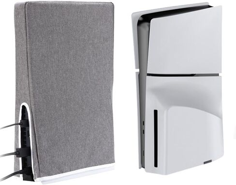 Game Console Dust Cover Horizontal/Vertical Dust-Proof Game Cover for PS5 Slim Console Protective Accessories (Horizontal Black) in Saudi Arabia