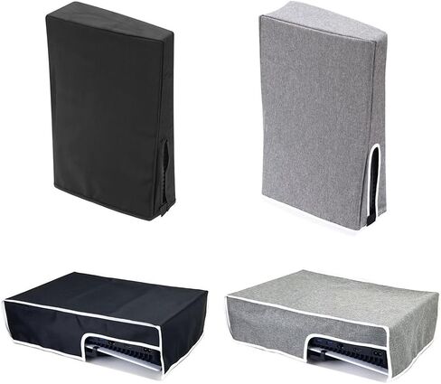 غطاء غبار لوحدة التحكم في الألعاب غطاء ألعاب أفقي/عمودي مقاوم للغبار لملحقات حماية وحدة التحكم PS5 النحيفة (أسود أفقي) in Kuwait