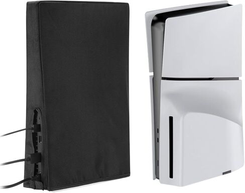 Game Console Dust Cover Horizontal/Vertical Dust-Proof Game Cover for PS5 Slim Console Protective Accessories (Horizontal Black) in Saudi Arabia
