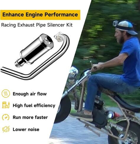 HIAORS Upgrade Exhaust Pipe Silencer Kit for Predator 212cc 196cc 224cc Coleman CT200U BT200X CT200U-EX Baja Warrior Massimo MB165 MB200 KT196 Mini Bike Go Kart Parts with Main Jet Kit Heat Wrap in Kuwait