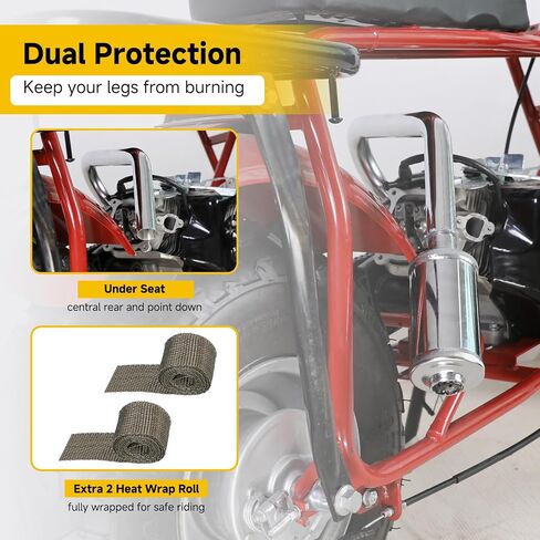 HIAORS Upgrade Exhaust Pipe Silencer Kit for Predator 212cc 196cc 224cc Coleman CT200U BT200X CT200U-EX Baja Warrior Massimo MB165 MB200 KT196 Mini Bike Go Kart Parts with Main Jet Kit Heat Wrap in Kuwait