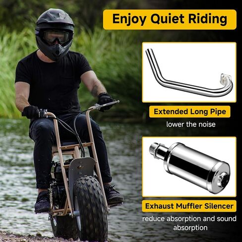 HIAORS Upgrade Exhaust Pipe Silencer Kit for Predator 212cc 196cc 224cc Coleman CT200U BT200X CT200U-EX Baja Warrior Massimo MB165 MB200 KT196 Mini Bike Go Kart Parts with Main Jet Kit Heat Wrap in Kuwait