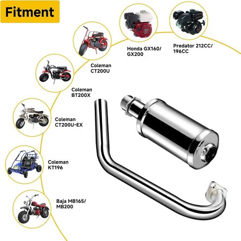 HIAORS Upgrade Exhaust Pipe Silencer Kit for Predator 212cc 196cc 224cc Coleman CT200U BT200X CT200U-EX Baja Warrior Massimo MB165 MB200 KT196 Mini Bike Go Kart Parts with Main Jet Kit Heat Wrap in Kuwait