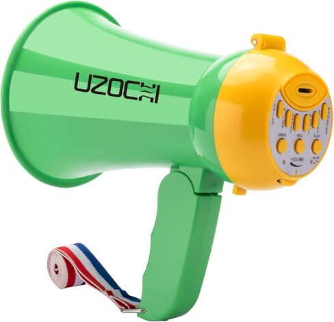 مكبر صوت UZOCHI Mini Megaphone Bullhorn مع صفارة إنذار وتسجيل، مغير صوت صغير محمول مع 6 تأثيرات صوتية، مثالي للأطفال والطلاب والكبار والتشجيع. in Kuwait