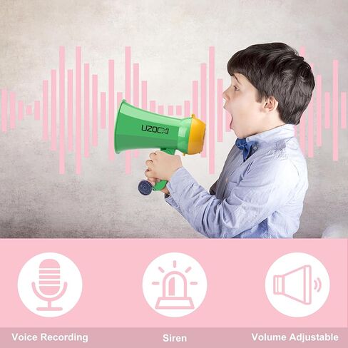 مكبر صوت UZOCHI Mini Megaphone Bullhorn مع صفارة إنذار وتسجيل، مغير صوت صغير محمول مع 6 تأثيرات صوتية، مثالي للأطفال والطلاب والكبار والتشجيع. in Kuwait