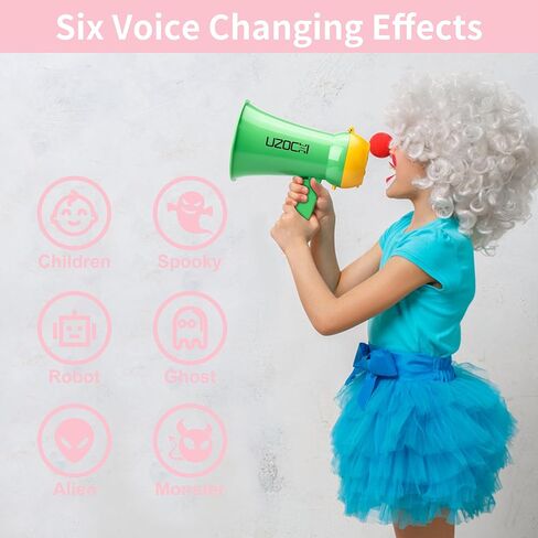 مكبر صوت UZOCHI Mini Megaphone Bullhorn مع صفارة إنذار وتسجيل، مغير صوت صغير محمول مع 6 تأثيرات صوتية، مثالي للأطفال والطلاب والكبار والتشجيع. in Kuwait