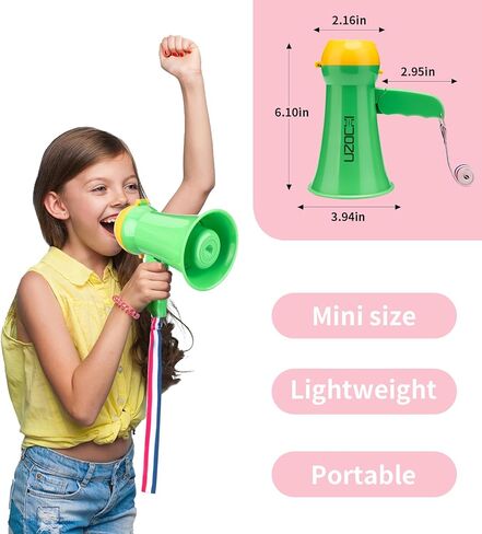 مكبر صوت UZOCHI Mini Megaphone Bullhorn مع صفارة إنذار وتسجيل، مغير صوت صغير محمول مع 6 تأثيرات صوتية، مثالي للأطفال والطلاب والكبار والتشجيع. in Kuwait
