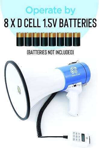 Bullhorn Megaphone with Siren & Volume Control/Recorder - Waterproof 30W Reliable and Consistent Performance, 700-sec Voice Recording with Maximum Range 1640Yards in Saudi Arabia
