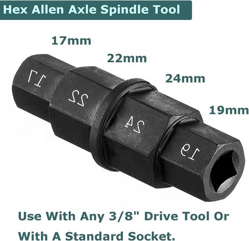 WINTOWIN Hex Axle Tool for Motorcycle Front Axle Wheel, 17 19 22 24mm -Hex Allen Front Wheel Hub Axle Spindle Socket Adapter Tool 3/8" Inch in Saudi Arabia