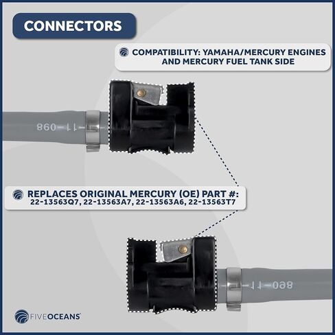 Five Oceans 3/8-Inch Marine Outboard Motor Fuel Line for Yamaha Mercury, Leakproof, 6-foot Long, Reinforced EPA/CARB, Replaces Part 22-13563Q7, 22-13563A7, 22-13563A6, 22-13563T7 - FO4285 in Kuwait