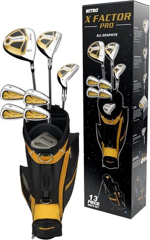 Nitro X Factor 13 Piece Golf Set All Graphite Men's, Left Handed, Gold/Silver in Saudi Arabia