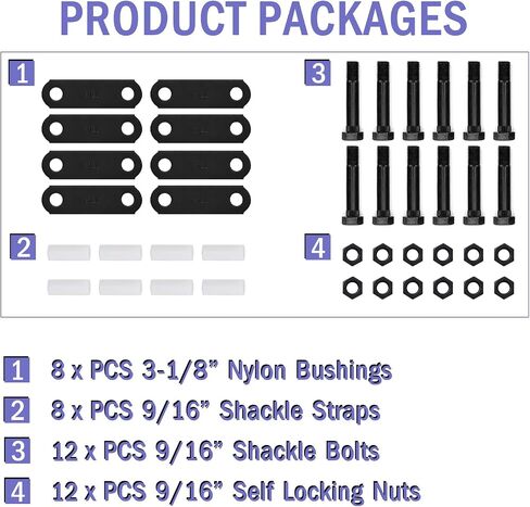 Qagea Trailer Shackle Kit, Trailer Shackles, Tandem Axle Trailer Kit Fit for Double Eye Spring (3,500 lbs-7,200 lbs Axles) （2 Pack） in Saudi Arabia