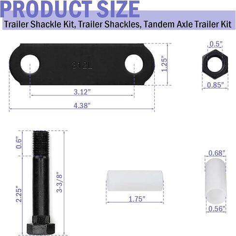 Qagea Trailer Shackle Kit, Trailer Shackles, Tandem Axle Trailer Kit Fit for Double Eye Spring (3,500 lbs-7,200 lbs Axles) （2 Pack） in Saudi Arabia