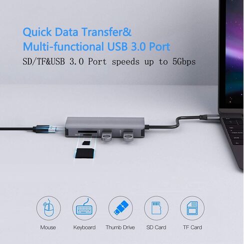 محول A-Goldnest 9 في 1 لجهاز MacBook Pro، DELL XPS13، محور USB-C، VGA/HDMI 4K Projection PD100W، مقبس صوت، 3X USB 3.0، فتحة بطاقة TF/SD in Kuwait