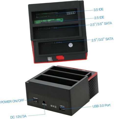 HDD Dock 3 HDD Dock Hard Disk Base 3 Disk Hard Disk Base Three Position Hard Disk Base Hard Disk Black Card Reader Usb3.0 Hard Disk Base Hard Disk Base in Saudi Arabia