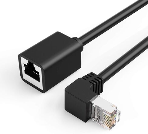 CableCreation Cat6 Ethernet Extension Cable FTP Cat6 Ethernet Cord Patch Cable, Shielded 8P8C Ethernet Extension Patch Cable,1.6FT/0.5M Down Angle, Black in Saudi Arabia