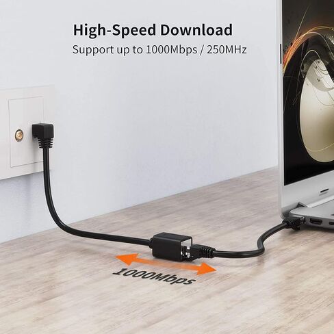 CableCreation Cat6 Ethernet Extension Cable FTP Cat6 Ethernet Cord Patch Cable, Shielded 8P8C Ethernet Extension Patch Cable,1.6FT/0.5M Down Angle, Black in Saudi Arabia