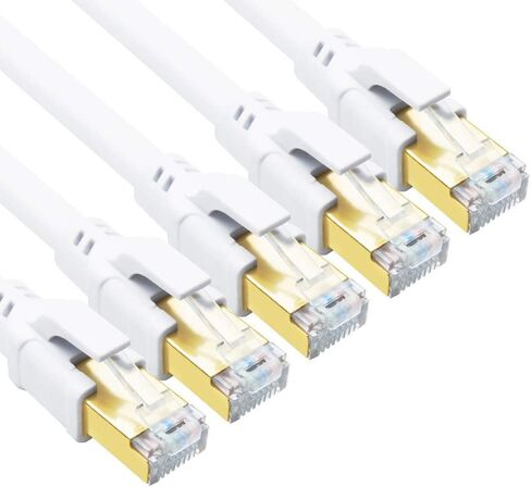 Yauhody CAT 8 Ethernet Cable, 6ft (5 Pack) Ultra High Speed 40Gbps 2000MHz SFTP 26AWG CAT8 Cable LAN Internet Network Cord with Gold Plated RJ45 Connector for Gaming,Router,Modems,PC(6ft/5 Pack/Black) in Saudi Arabia