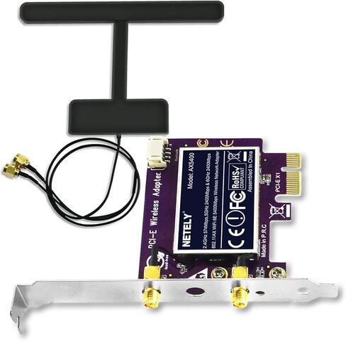 802.11AX WiFi 6E 5400Mbps PCIE WiFi Adapter with Bluetooth 5.2 for Windows 10/11 64bit Desktop PCs, 2.4GHz 574Mbps, 5GHz 2400Mbps, and 6GHz 2400Mbps, Intel WiFi 6E AX210 PCIE WiFi Card (AX5400) in Kuwait