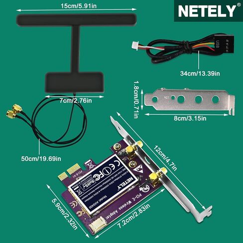 802.11AX WiFi 6E 5400Mbps PCIE WiFi Adapter with Bluetooth 5.2 for Windows 10/11 64bit Desktop PCs, 2.4GHz 574Mbps, 5GHz 2400Mbps, and 6GHz 2400Mbps, Intel WiFi 6E AX210 PCIE WiFi Card (AX5400) in Kuwait