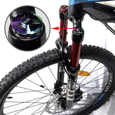 CNC Aluminum Alloy Cycling Mountain Bike Air Gas Fork Value Cover MTB Front Fork Cap Protector Replacement Part Accessory ((Colorful)) in Saudi Arabia