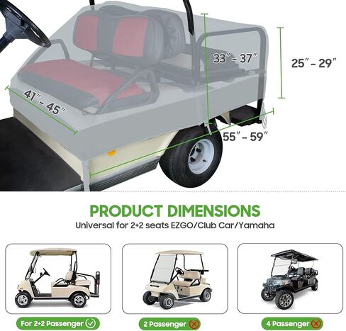 غطاء حماية مقاوم للماء لمقعد عربة الجولف لـ 4 ركاب EZGO Club Car Yamaha، غطاء رائع للحفاظ على المقاعد جافة ومحمية، أكثر سهولة من الغطاء الكامل - بيج وأسود in Kuwait