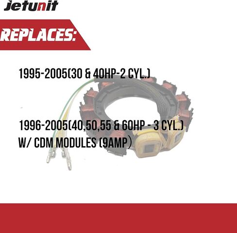 Stator for Mercury 174-2075K1 Outboard 30,40,45,50,55,60,65,75,90 HP Jet 398-832074A5 832074A11 832075A13 832075A14 9873A15 9873A18 9873A29 2 Stroke 2/3 Cylinder 9-Amp 1995-2005 in Saudi Arabia