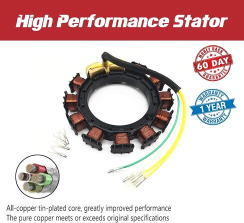 Stator for Mercury 174-2075K1 Outboard 30,40,45,50,55,60,65,75,90 HP Jet 398-832074A5 832074A11 832075A13 832075A14 9873A15 9873A18 9873A29 2 Stroke 2/3 Cylinder 9-Amp 1995-2005 in Saudi Arabia