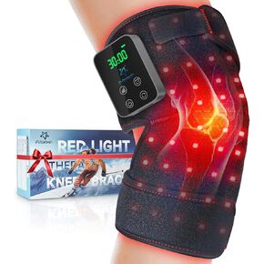 Red Light Therapy Knee Brace Wireless Rechargeable with Pulse & Heating Modes, 660nm & 850nm Near-Infrared Light for Knee, Elbows & Shoulders Ideal for Elderly & Athletes