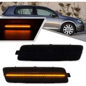 2Pcs Amber LED Side Marker Light for VW MK6 Golf TDI MK6 Jetta Sportwagen all engine models 2010-2014 Indicator Turn Signal Lights Replace OEM Side Marker Lamp Smoked Lens