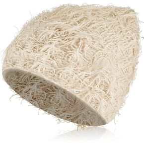 Chuarry Distressed Knitted Beanie Fuzzy Winter Hats Thick Warm Beanies Y2k Beanie Snow Knit Cap Skull for Women Men
