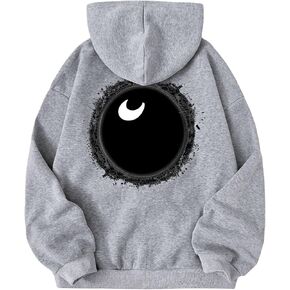 SHENHE Women's Graphic Magic 8 Ball Print Loose Fit Drawstring Hoodie Pullover Sweatshirt