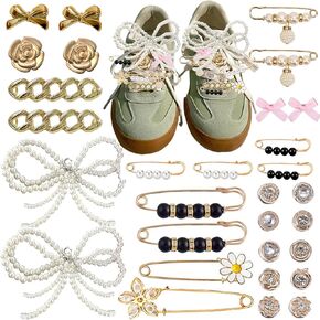 Shoe Charms for Sneaker Fashion Charms for Socks Junk Socks Charms Safety Pins Brooches and Pins for Women Jewelry Charms Kit Suitable for Christmas Gifts